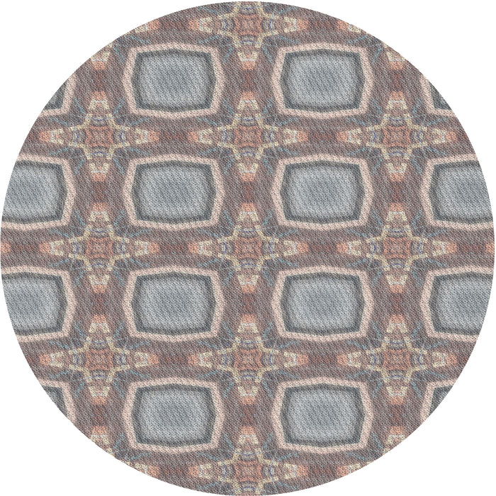 Round Machine Washable Transitional Pale Silver Gray Rug, wshpat3745