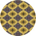 Round Machine Washable Transitional Dark Brown Rug, wshpat3746