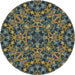 Round Patterned Charcoal Black Novelty Rug, pat3752