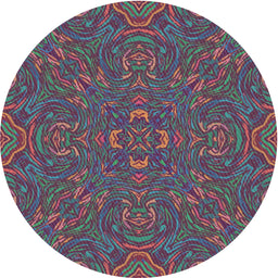 Round Patterned Dark Raspberry Purple Modern Rug, pat3753