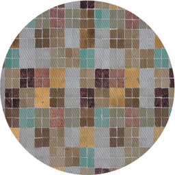 Round Patterned Sage Green Modern Rug, pat3758