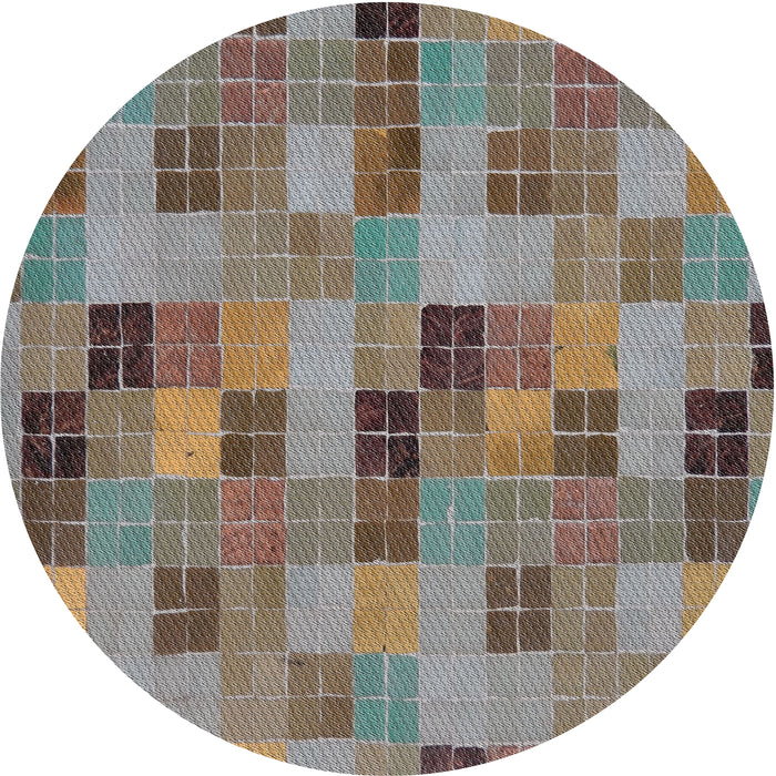 Round Patterned Sage Green Modern Rug, pat3758