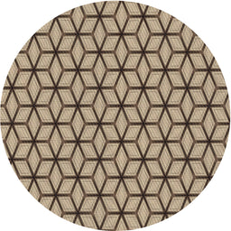 Round Machine Washable Transitional Brown Rug, wshpat375