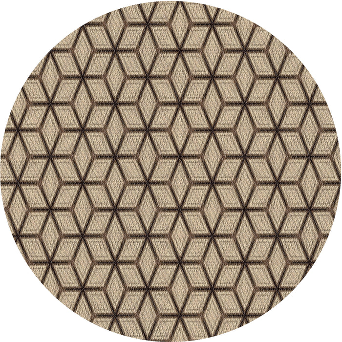 Round Patterned Brown Novelty Rug, pat375