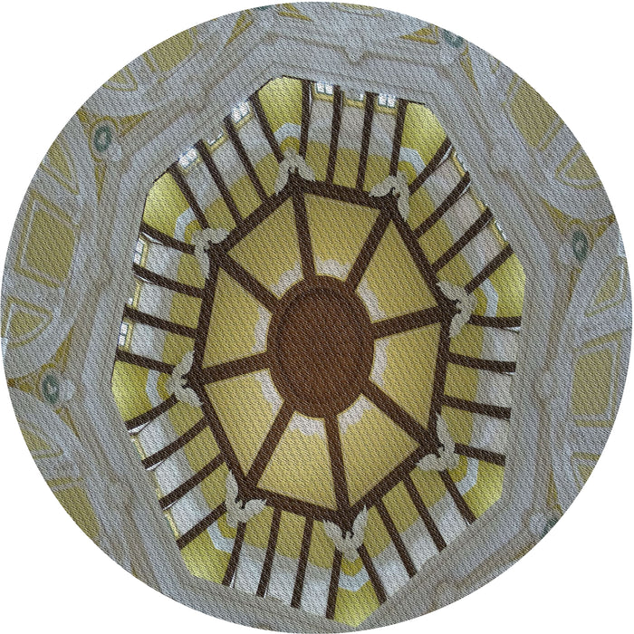 Round Machine Washable Transitional Sage Green Rug, wshpat3761