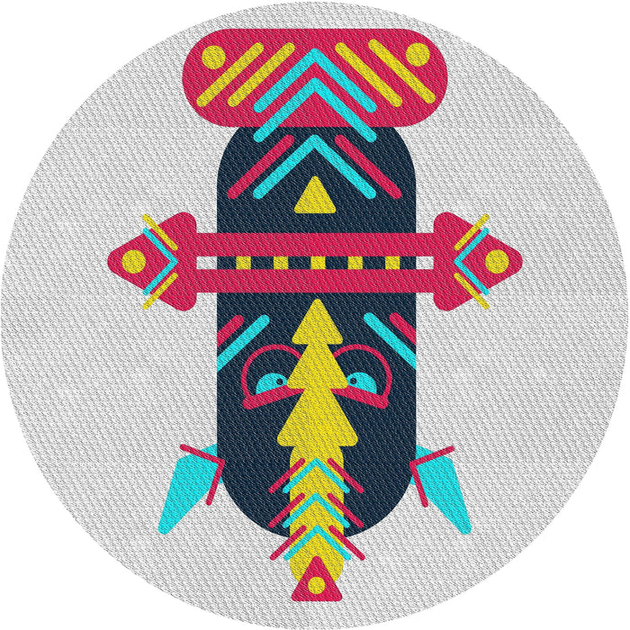 Round Patterned Mauve Taupe Purple Novelty Rug, pat3762