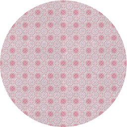 Round Machine Washable Transitional Pale Violet Red Pink Rug, wshpat3763