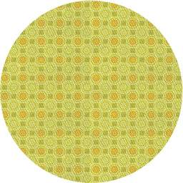 Round Patterned Neon Yellow Novelty Rug, pat3767