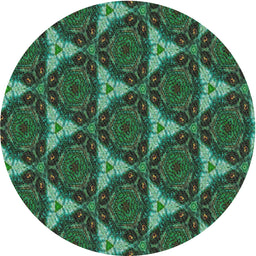 Round Machine Washable Transitional Dark Forest Green Rug, wshpat376
