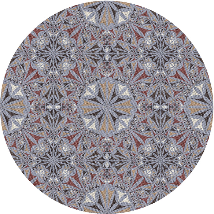 Round Patterned Gray Novelty Rug, pat3774