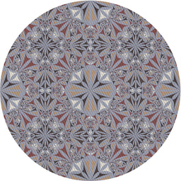 Round Machine Washable Transitional Gray Rug, wshpat3774