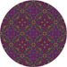 Round Patterned Mauve Taupe Purple Modern Rug, pat3775