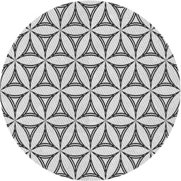 Round Patterned Carbon Gray Novelty Rug, pat3781