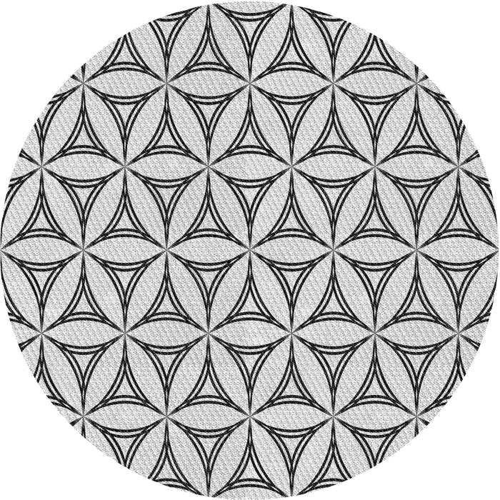 Round Machine Washable Transitional Carbon Gray Rug, wshpat3781