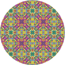 Round Patterned Raspberry Purple Modern Rug, pat3786