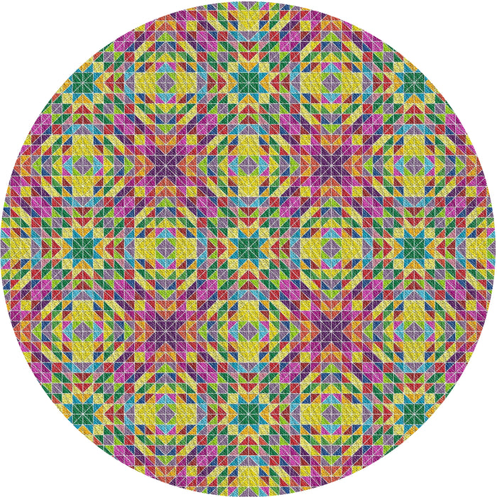 Round Patterned Raspberry Purple Modern Rug, pat3786