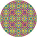 Round Patterned Raspberry Purple Modern Rug, pat3786