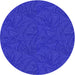 Round Machine Washable Transitional Bright Blue Rug, wshpat3791