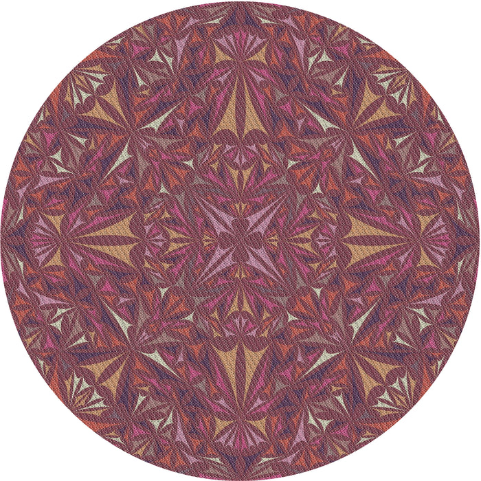 Round Patterned Pink Coral Pink Modern Rug, pat3794
