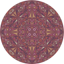 Round Machine Washable Transitional Pink Coral Pink Rug, wshpat3794