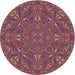 Round Machine Washable Transitional Pink Coral Pink Rug, wshpat3794