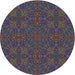 Round Patterned Purple Lily Purple Modern Rug, pat3795