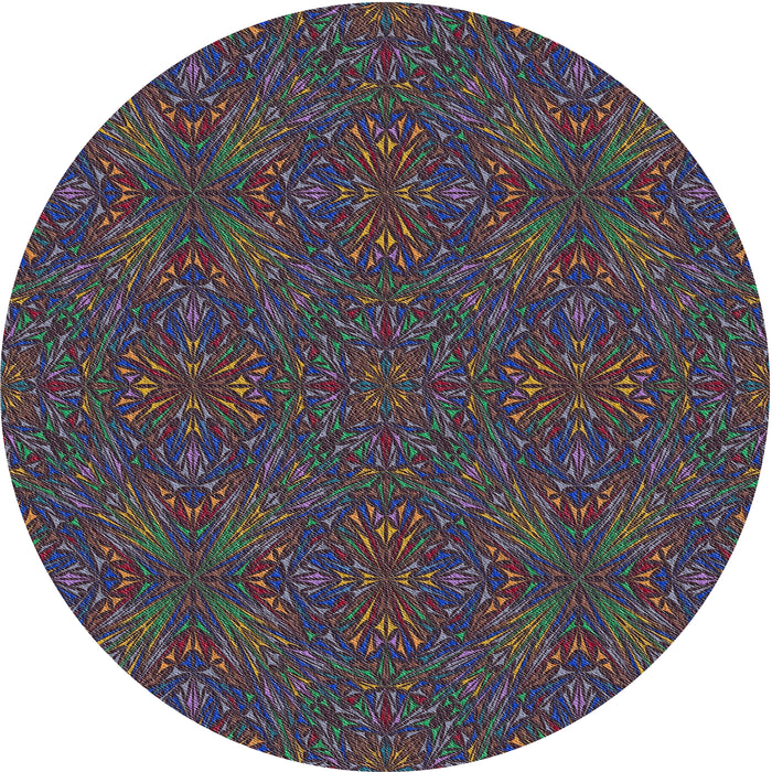 Round Machine Washable Transitional Purple Lily Purple Rug, wshpat3795