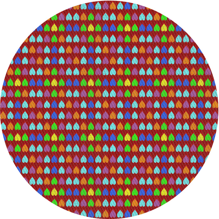 Round Patterned Red Novelty Rug, pat380