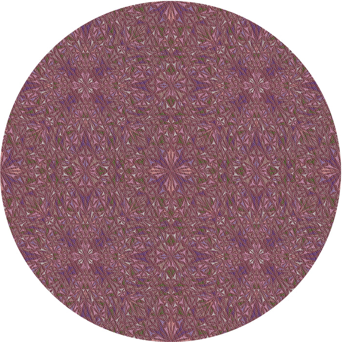 Round Machine Washable Transitional Purple Pink Rug, wshpat3814