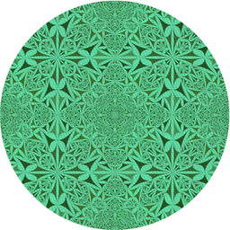 Round Machine Washable Transitional MediumSpring Green Rug, wshpat3815