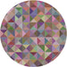 Round Patterned Maroon Purple Modern Rug, pat3816