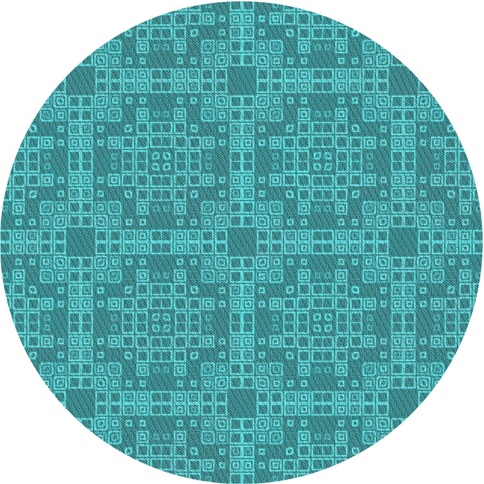 Round Machine Washable Transitional Dark Cyan Green Rug, wshpat3829