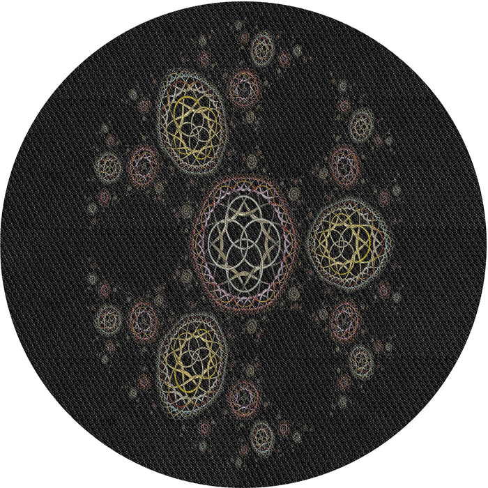 Round Machine Washable Transitional Gray Rug, wshpat383