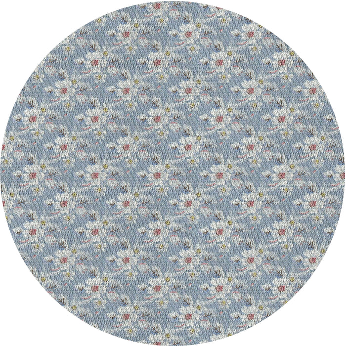 Round Patterned Blue Novelty Rug, pat3846