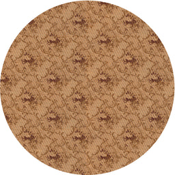 Round Machine Washable Transitional Mahogany Brown Rug, wshpat3847