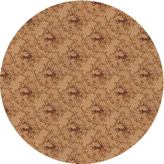 Round Machine Washable Transitional Mahogany Brown Rug, wshpat3847