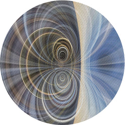 Round Machine Washable Transitional Blue Gray Rug, wshpat384