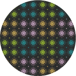 Round Machine Washable Transitional Black Rug, wshpat3865