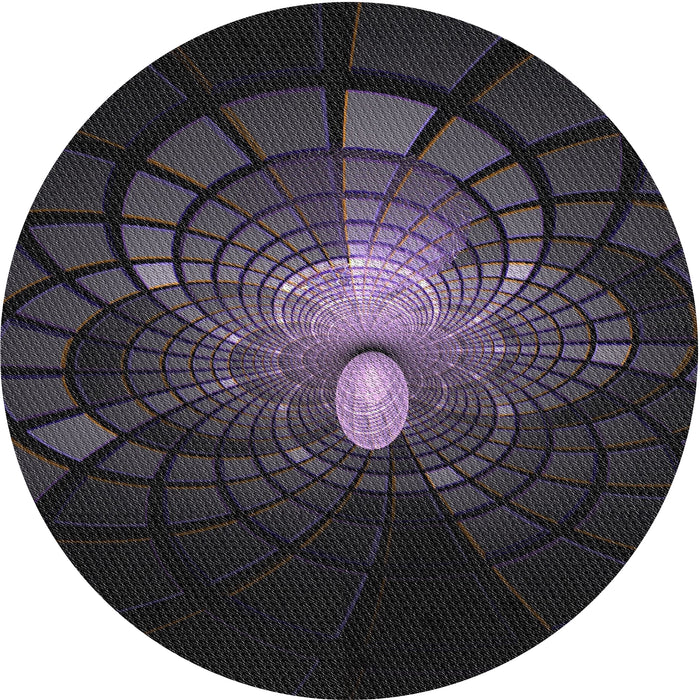 Round Patterned Black Novelty Rug, pat3872