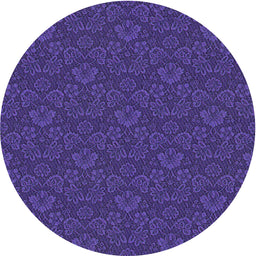 Round Machine Washable Transitional Blue Lotus Blue Rug, wshpat3873