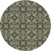 Round Patterned Mocha Brown Novelty Rug, pat3877