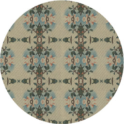 Round Machine Washable Transitional Antique Bronze Green Rug, wshpat3878