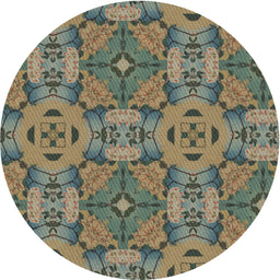 Round Patterned Olive Green Novelty Rug, pat3879