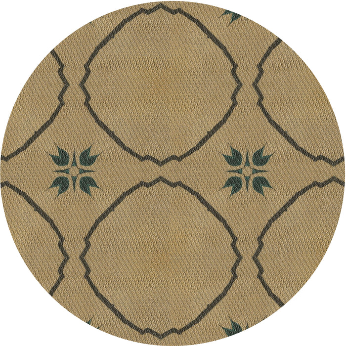 Round Patterned Reddish Brown Novelty Rug, pat3881