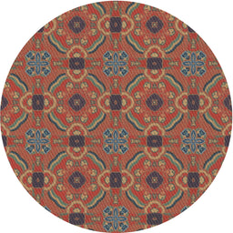 Round Machine Washable Transitional Orange Salmon Pink Rug, wshpat3885