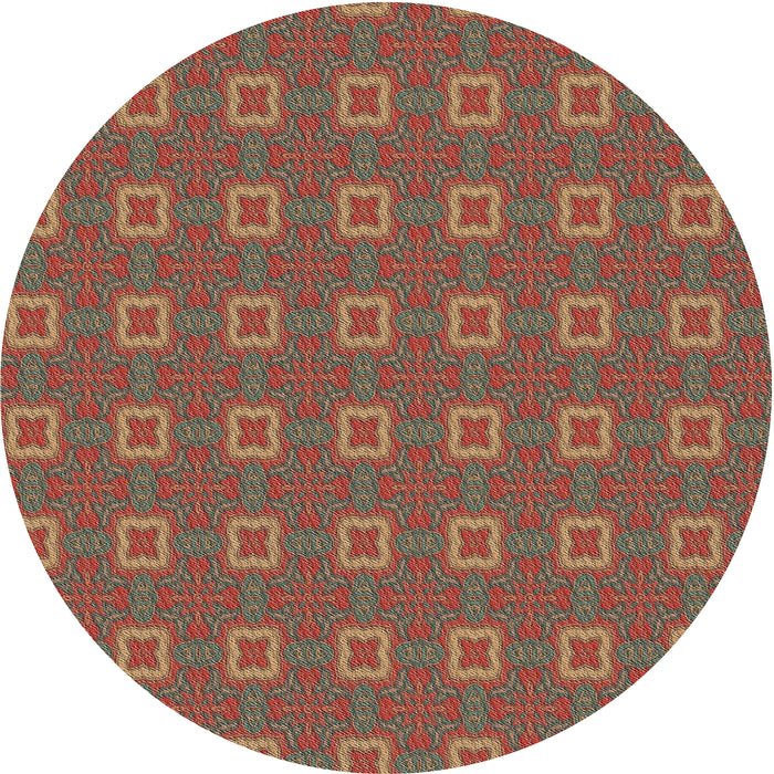 Round Patterned Orange Salmon Pink Novelty Rug, pat3886