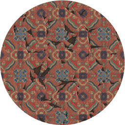 Round Machine Washable Transitional Saffron Red Rug, wshpat3892