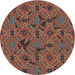 Round Patterned Saffron Red Novelty Rug, pat3892