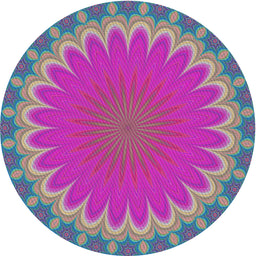Round Machine Washable Transitional Neon Pink Rug, wshpat3894