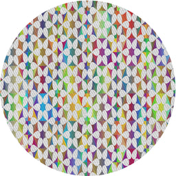 Round Patterned Light Rose Green Modern Rug, pat3896